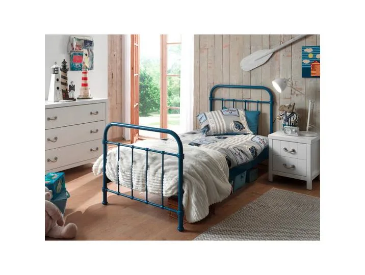 Kinder-/Juniorbett, Blau, Metall, 90x200 cm, Kinderzimmer & Jugendzimmer, Kindermöbel, Kinderbetten van Vipack – productfoto