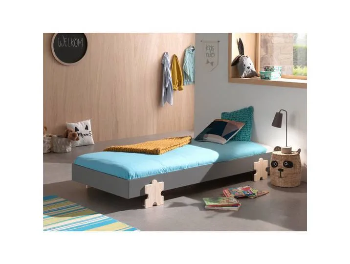 Kinder-/Juniorbett, Grau, Holz, Kiefer, 90x200 cm, Kinderzimmer & Jugendzimmer, Kindermöbel, Kinderbetten van Vipack – productfoto
