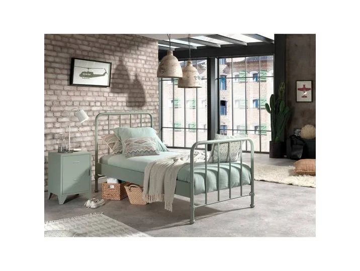 Eenpersoonsbed Bronxx Metaal 90x200 - Mat Olijfgroen van Vipack – productfoto
