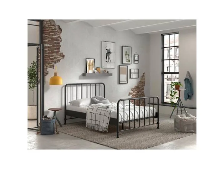 Kinder-/Juniorbett, Schwarz, Metall, 140x200 cm, Lattenrost, Kinderzimmer & Jugendzimmer, Kindermöbel, Kinderbetten från Vipack – produktbild
