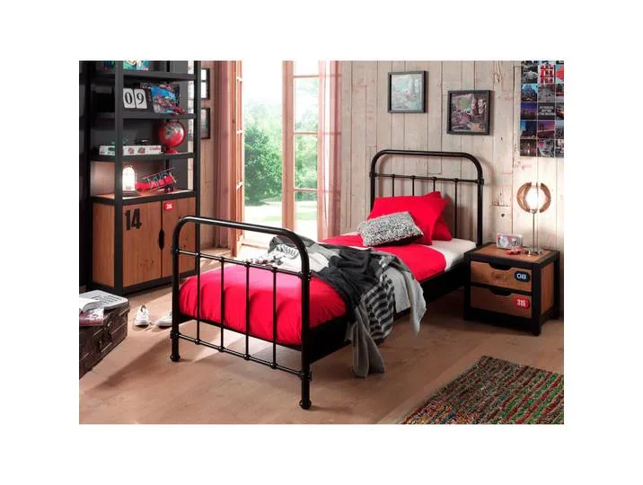 Kinder-/Juniorbett, Schwarz, Metall, 90x200 cm, Kinderzimmer & Jugendzimmer, Kindermöbel, Kinderbetten van Vipack – productfoto