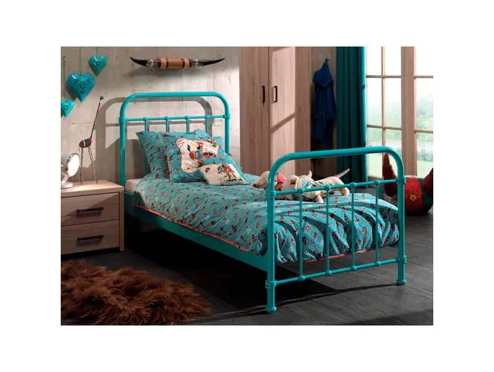 Kinder-/Juniorbett, Türkis, Metall, 90x200 cm, Kinderzimmer & Jugendzimmer, Kindermöbel, Kinderbetten de Vipack – photo produit