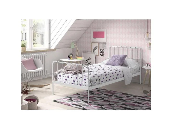 Kinder-/Juniorbett, Weiß, Metall, 90x200 cm, Kinderzimmer & Jugendzimmer, Kindermöbel, Kinderbetten van Vipack – productfoto