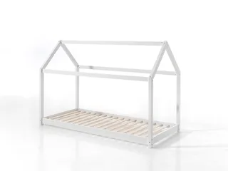 Kinderbett Cabane, Kiefer massiv, Made in Europe, inklusive Rolllattenrost (wahlweise in 2 Farben und 2 Größen erhältlich), Bodenfreiheit ca. 2,5 cm zur besseren Belüftung, stabil gebaut van Vipack in Wit – productfoto 2 van 4