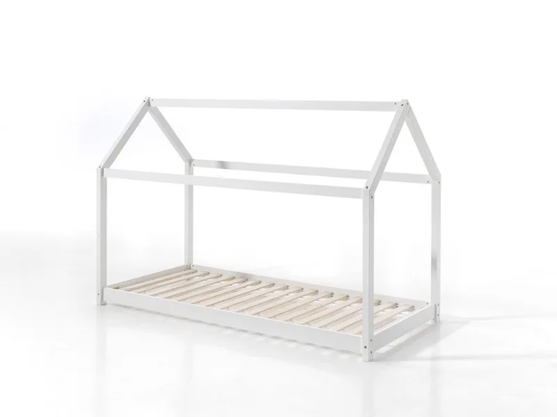 Kinderbett Cabane, Kiefer massiv, Made in Europe, inklusive Rolllattenrost (wahlweise in 2 Farben und 2 Größen erhältlich), Bodenfreiheit ca. 2,5 cm zur besseren Belüftung, stabil gebaut van Vipack in Wit – productfoto 2 van 4