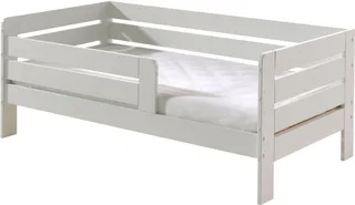Kinderbett Junior, Kiefermassiv mit umlaufendem Absturzschutz und Rolllattenrost (B/H/T ca. 143,6x56x70cm, mit niedrigem Betteinstieg), wahlweise in 2 Farben, mit oder ohne Schublade van Vipack in Wit – productfoto 2 van 4