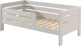 Kinderbett Junior, Kiefermassiv mit umlaufendem Absturzschutz und Rolllattenrost (B/H/T ca. 143,6x56x70cm, mit niedrigem Betteinstieg), wahlweise in 2 Farben, mit oder ohne Schublade van Vipack in Wit – productfoto 3 van 4