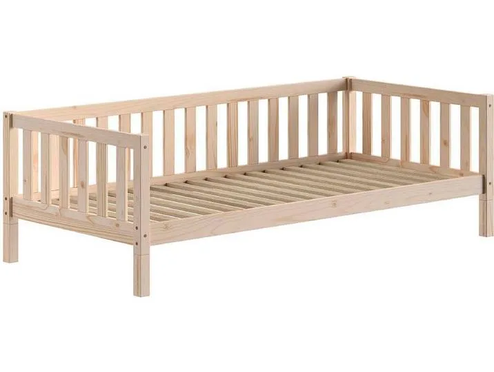 Kinderbett VIPACK Dallas, massiv Bett, Rausfallschutz, umbaubar vom Boden- zum Daybett , braun (kiefer natur, kiefer natur, kiefer natur), B:97cm H:66cm L:210cm, Betten, Kinderbett, stabil und standfest gebaut, wahlweise Kiefer massiv natur oder weiß från Vipack – produktbild