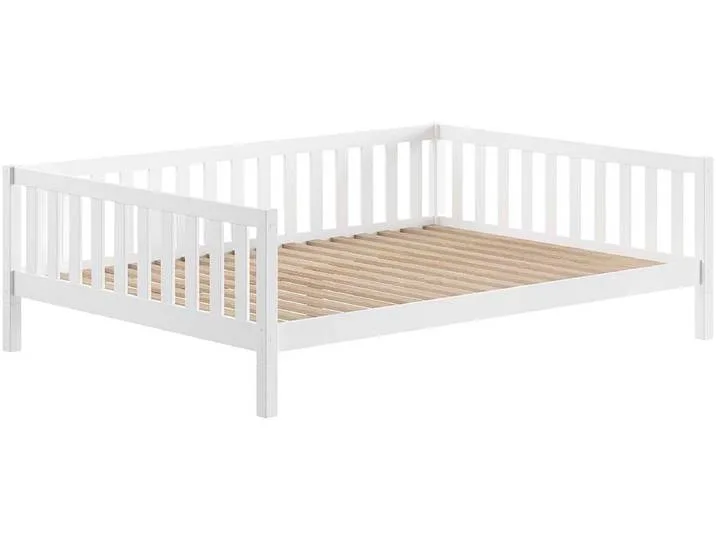 Kinderbett VIPACK Dallas, Massivholzbett, umbaubar vom Boden- zum Daybett , weiß (kiefer weiß, kiefer weiß, kiefer weiß), B:147cm H:66cm L:210cm, Betten, Kinderbett, stabil und standfest gebaut, wahlweise Kiefer massiv natur oder weiß van Vipack – productfoto