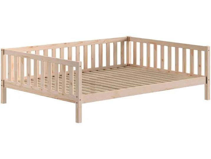 Kinderbett VIPACK Dallas, Massivholzbett, umbaubar vom Boden- zum Daybett , braun (kiefer natur, kiefer natur, kiefer natur), B:147cm H:66cm L:210cm, Betten, Kinderbett, stabil und standfest gebaut, wahlweise Kiefer massiv natur oder weiß de Vipack – photo produit