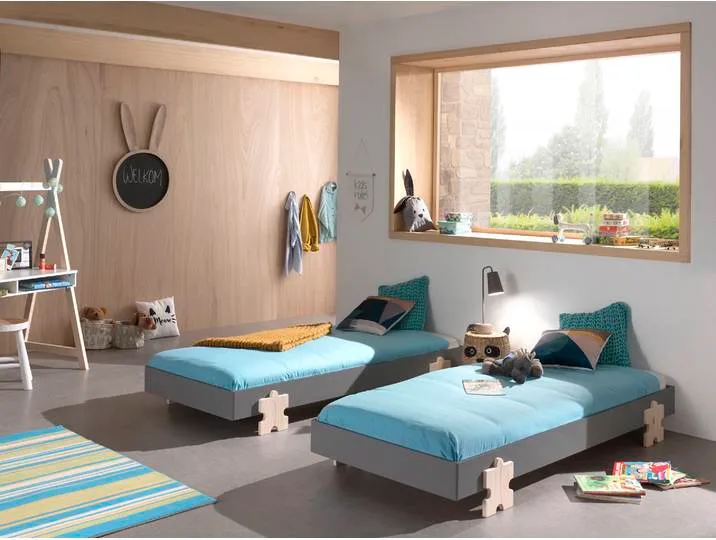 Kinderbett VIPACK Modulo, stapelbares Einzelbett, inkl. Rolllattenrost, 2 Farben , grau, B:93,8cm H:27,5cm L:203,6cm, Betten, Jugendbett Kinderbett Bettgestell, Liegefläche 90/200 cm, einzeln oder als 2-er Set erhältlich van Vipack – productfoto