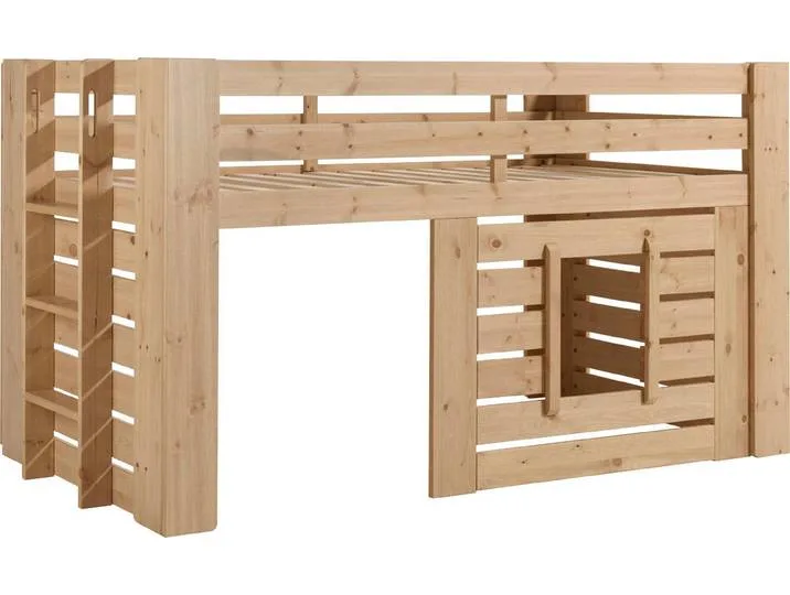 Kinderbett VIPACK Oliver , beige (kiefer farbe oak), B:97,2cm H:114,5cm L:214,4cm, Betten, Kinderbett, Jugendbett, Hausbett från Vipack – produktbild