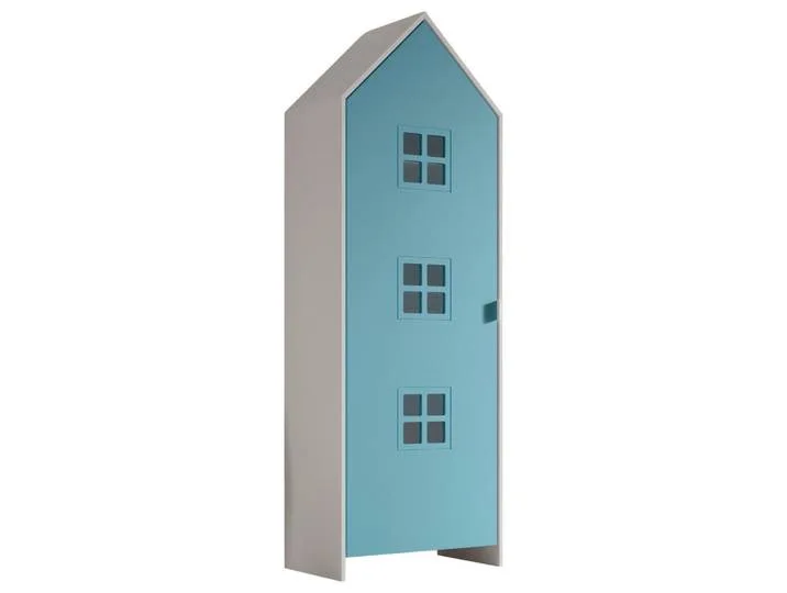 Kinderkleiderschrank, Blau, Weiß, 3 Fächer, 57.6x171.3x37 cm, Babymöbel, Babykleiderschrank van Vipack – productfoto
