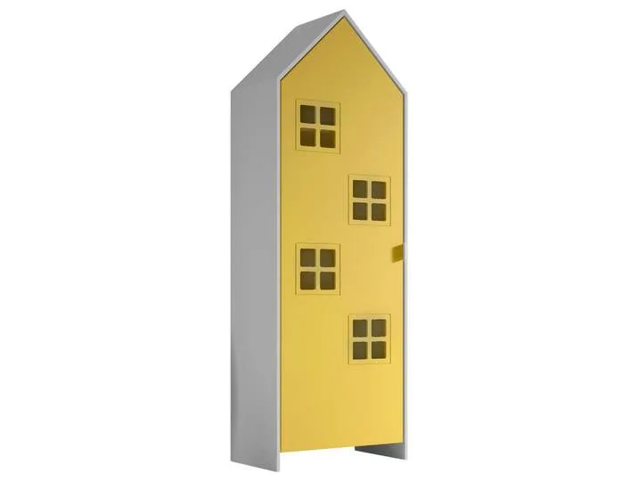 Kinderkleiderschrank, Gelb, Weiß, 3 Fächer, 57.6x171.3x37 cm, Babymöbel, Babykleiderschrank van Vipack – productfoto