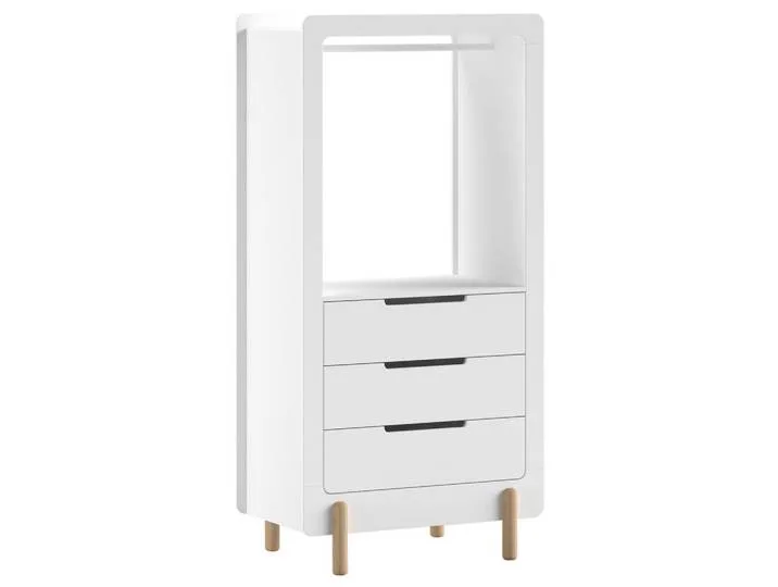 Kinderkleiderschrank, Weiß, 1 Fächer, 3 Schublade(n) Schubladen, 88x180x54.4 cm, Babymöbel, Babykleiderschrank van Vipack – productfoto