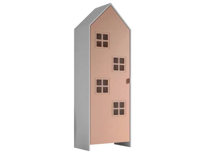 Kinderkleiderschrank, Weiß, Pink, 3 Fächer, 57.6x171.3x37 cm, Babymöbel, Babykleiderschrank van Vipack – productfoto