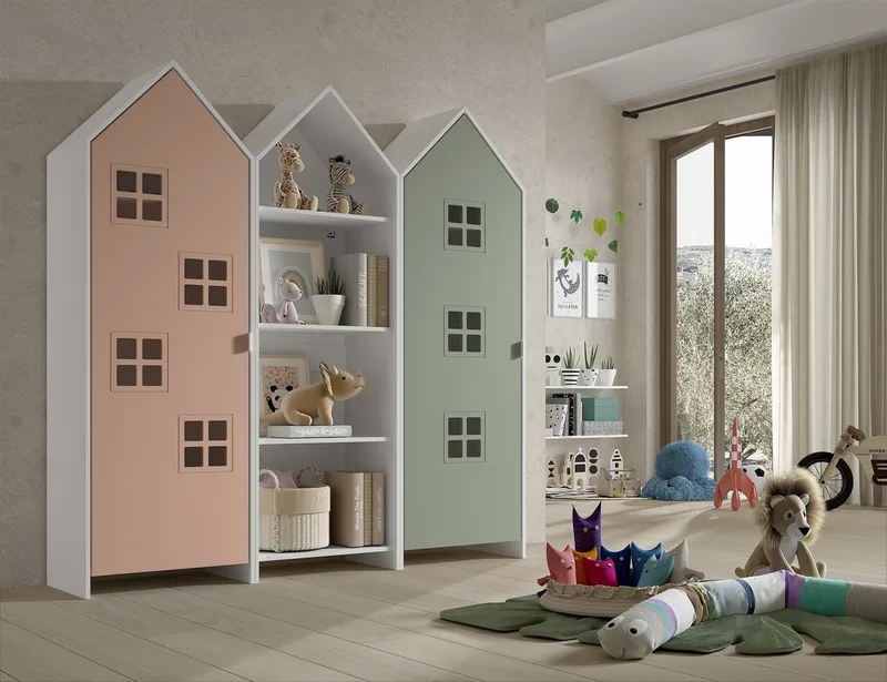 Kleiderschrank in Korpus Weiß / Front Pink u. MDF fra Vipack i Grøn – produktbillede 1 af 5