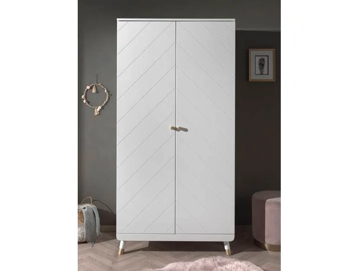 Kleiderschrank VIPACK Billy , weiß, B:100cm H:200cm T:59cm, Schränke, Kleiderschrank Drehtürenschrank, MDF-Oberfläche fra Vipack – produktbillede