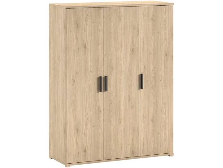 Kleiderschrank VIPACK SAM mit 3 Drehtüren, 1 Kleiderstange, 7 Fächer, universell einsetzbar , braun (eiche dekor), B:150,5cm H:199,2cm T:59cm, Holzwerkstoff, Schränke, Kleiderschrank, Pflegeleichte Oberfläche in Eiche Dekor by Vipack – product photo