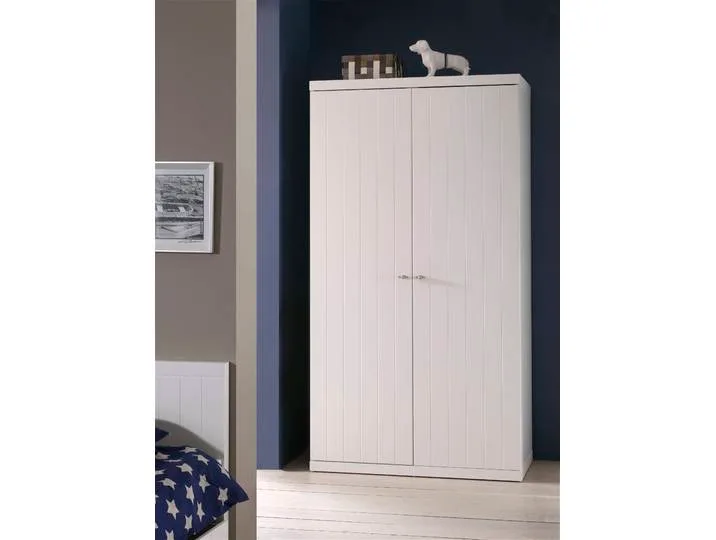 Kleiderschrank VIPACK, weiß, B:110cm H:205cm T:57cm, Schränke, Kleiderschrank, Kleiderschrank mit 2 Türen, Hängemöglichkeit und Wäschefächern van Vipack – productfoto