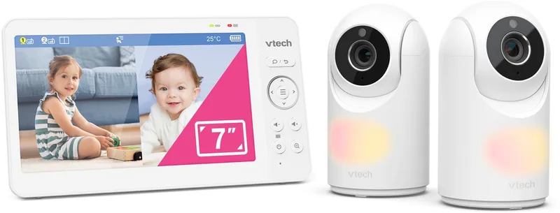 VM7467-2HQ Babyfoon met camera - 7 inch Scherm - 2 Camera’s - Pan & tilt - Nachtzicht von VTech in Weiß – Produktfoto