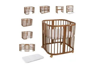 Babybett Mobiles Babybett aus Holz 7in1 mit Matratze, mitwachsend by Waldin in Ohne Stoffset – product photo 1 of 5