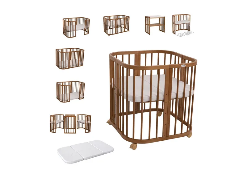 Babybett Mobiles Babybett aus Holz 7in1 mit Matratze, mitwachsend by Waldin in Ohne Stoffset – product photo 1 of 5