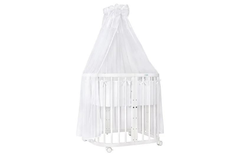 Babybett Mobiles Babybett aus Holz 7in1 mit Matratze, mitwachsend de Waldin en Blanc – photo produit 1 sur 3