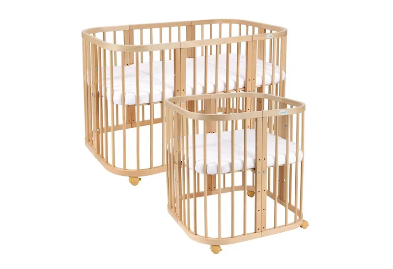 Babybett Mobiles Babybett aus Holz 7in1 mit Matratze, mitwachsend de Waldin en Blanc – photo produit 2 sur 5
