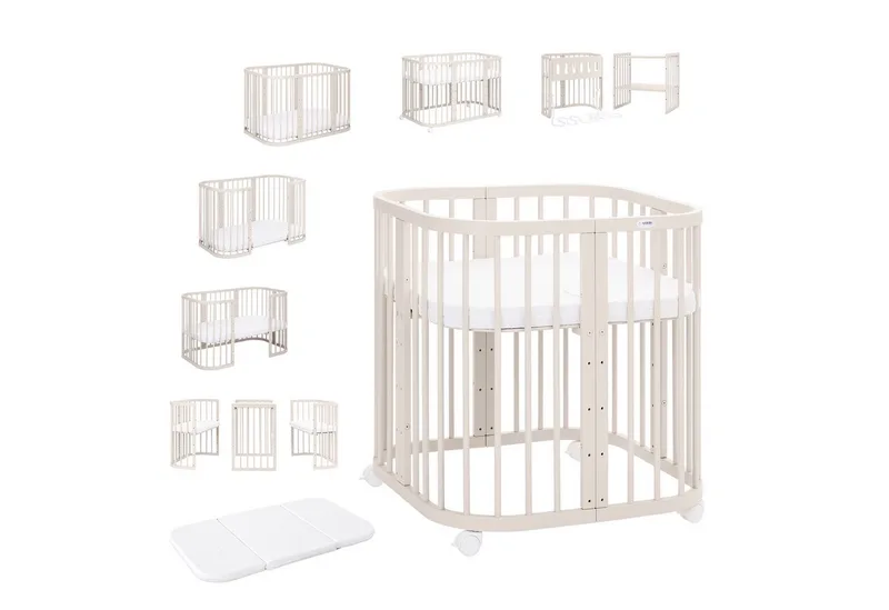 Babybett Mobiles Babybett aus Holz 7in1 mit Matratze, mitwachsend von Waldin in Ohne Stoffset – Produktfoto 1 von 5
