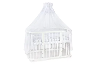 Babybett Mobiles Babybett aus Holz 7in1 mit Matratze, mitwachsend de Waldin en Blanc – photo produit 2 sur 3