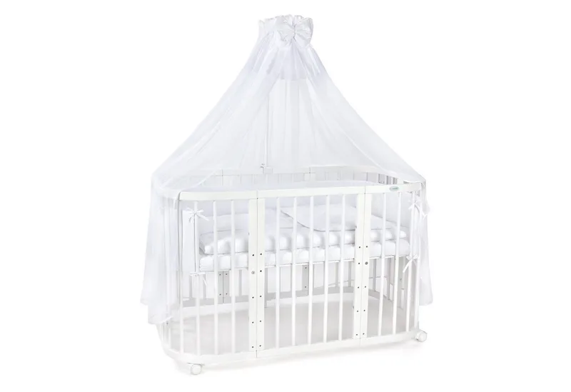 Babybett Mobiles Babybett aus Holz 7in1 mit Matratze, mitwachsend de Waldin en Blanc – photo produit 2 sur 3