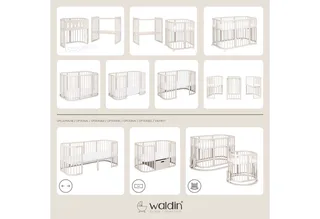 Babybett Mobiles Babybett aus Holz 7in1 mit Matratze, mitwachsend von Waldin in Ohne Stoffset – Produktfoto 2 von 5