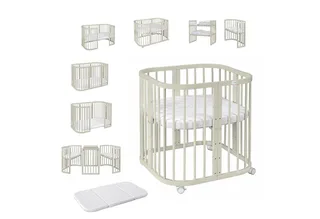 Babybett Mobiles Babybett aus Holz 7in1 mit Matratze, mitwachsend de Waldin en Vert – photo produit 1 sur 5