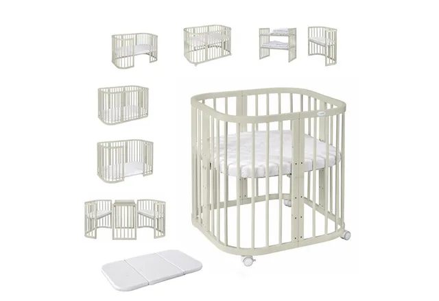 Babybett Mobiles Babybett aus Holz 7in1 mit Matratze, mitwachsend
