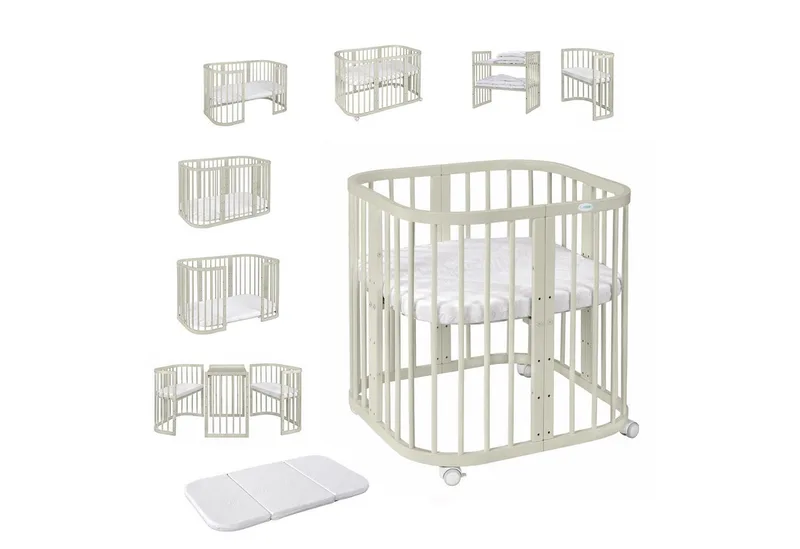 Babybett Mobiles Babybett aus Holz 7in1 mit Matratze, mitwachsend de Waldin en Vert – photo produit 1 sur 5