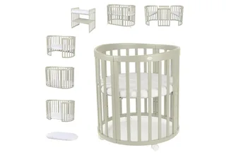 Babybett Mobiles Babybett OWAL aus Holz 7in1 mit Matratze, mitwachsend van Waldin in Groen – productfoto 1 van 5