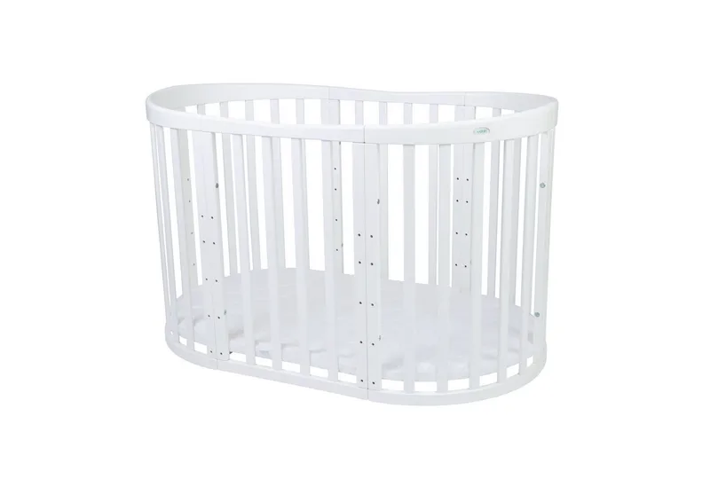 Babybett Mobiles Babybett OWAL aus Holz 7in1 mit Matratze, mitwachsend van Waldin in Wit – productfoto 2 van 4