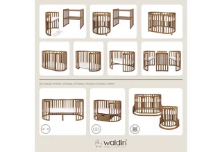 Babybett Mobiles Babybett OWAL aus Holz 7in1 mit Matratze, mitwachsend by Waldin in Ohne Stoffset – product photo 2 of 5