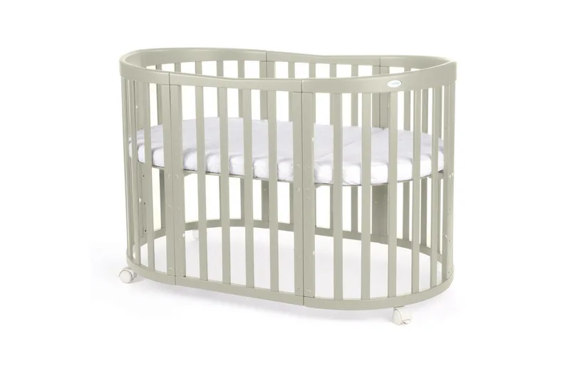 Babybett Mobiles Babybett OWAL aus Holz 7in1 mit Matratze, mitwachsend van Waldin in Groen – productfoto 3 van 5