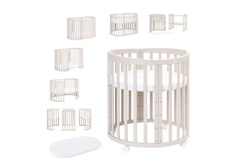 Babybett Mobiles Babybett OWAL aus Holz 7in1 mit Matratze, mitwachsend de Waldin en Ohne Stoffset – photo produit 1 sur 5