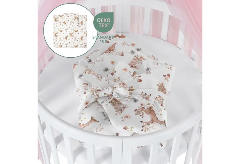 Babybett Mobiles Babybett OWAL aus Holz 7in1 mit Matratze, mitwachsend de Waldin en Rose, Blanc – photo produit 3 sur 4