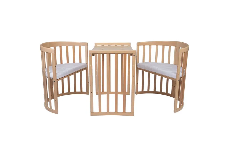 Babybett Mobiles Babybett OWAL aus Holz 7in1 mit Matratze, mitwachsend de Waldin en Blanc – photo produit 4 sur 5