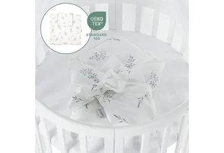 Babybett Mobiles Babybett OWAL aus Holz 7in1 mit Matratze, mitwachsend van Waldin in Wit – productfoto 3 van 4
