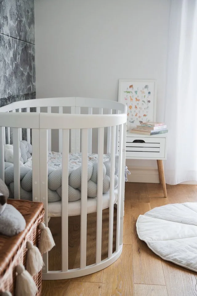 Babybett Mobiles Babybett OWAL aus Holz 7in1 mit Matratze, mitwachsend van Waldin in Wit – productfoto 4 van 4
