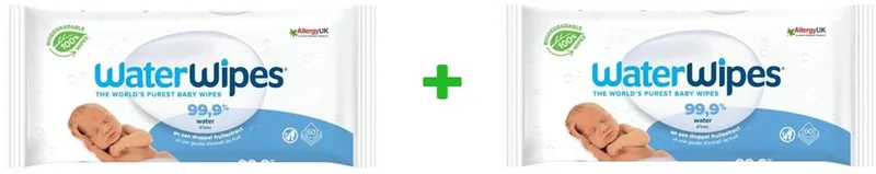 Babydoekjes 120 Billendoekjes (2 x 60 stuks) - 99,9% Water - Plasticvrij - Parfumvrij - Geschikt voor Pasgeborenen & Gevoelige Huid | 120 Baby Wipes by WaterWipes – product photo