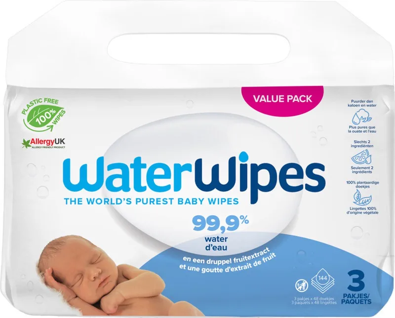 Billendoekjes Bio - 3 x 48 stuks - 144 doekjes by WaterWipes – product photo