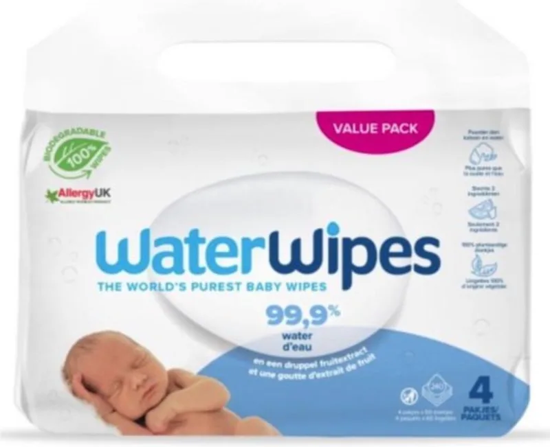 Billendoekjes BIO - 4x60 stuks de WaterWipes – photo produit