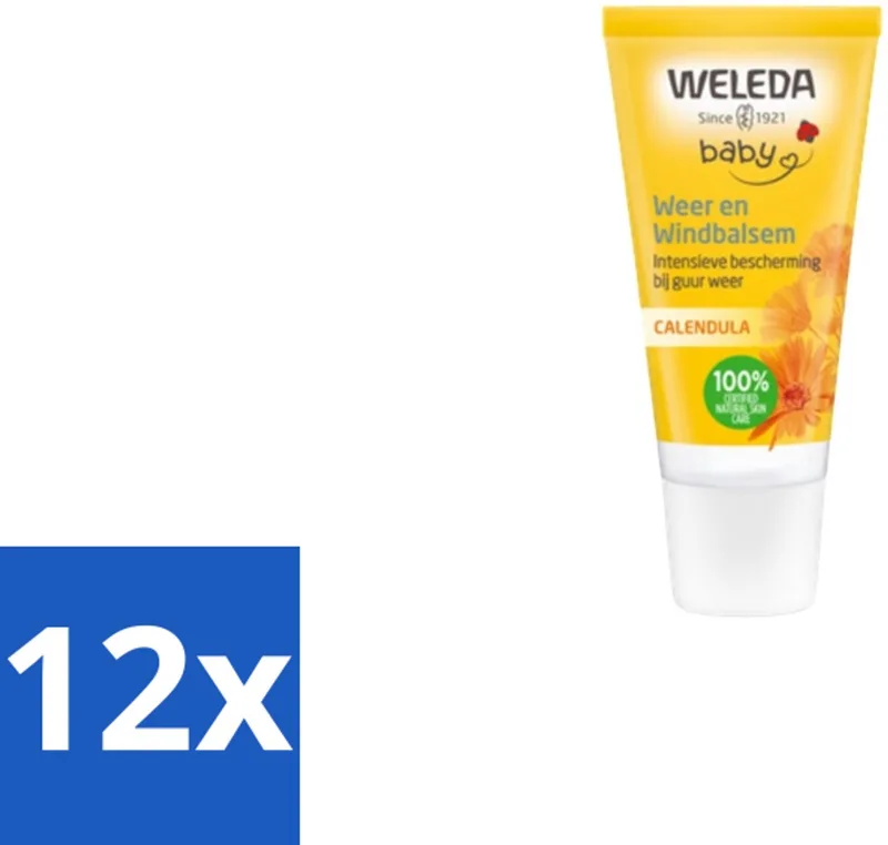 12 x WELEDA - Weer & Windbalsem - Baby & Kind Calendula - 30 ml - Baby Balsem - Baby Huid - Windbescherming - Koude Bescherming - Natuurlijke Balsem fra Weleda – produktbillede