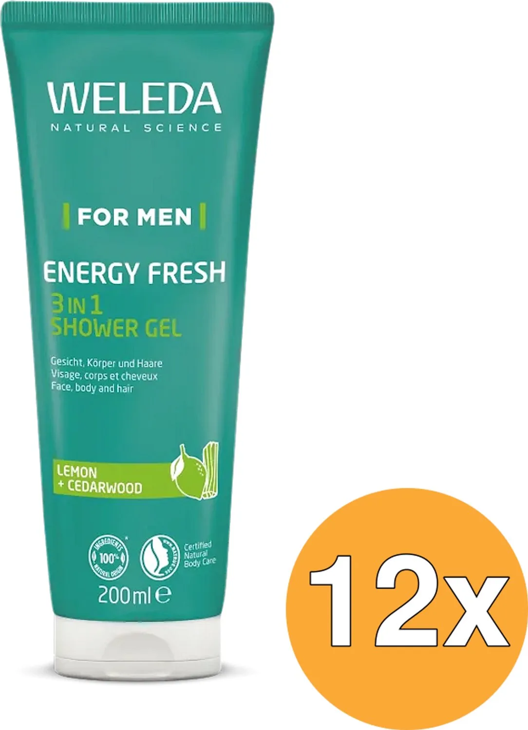 12x WELEDA Men energy fresh douchegel 2 in 1 (200 ml) de Weleda – photo produit